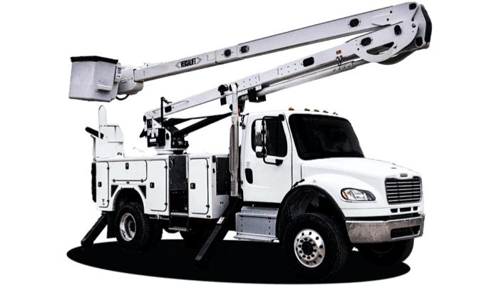 Bucket truck set up for aerial work