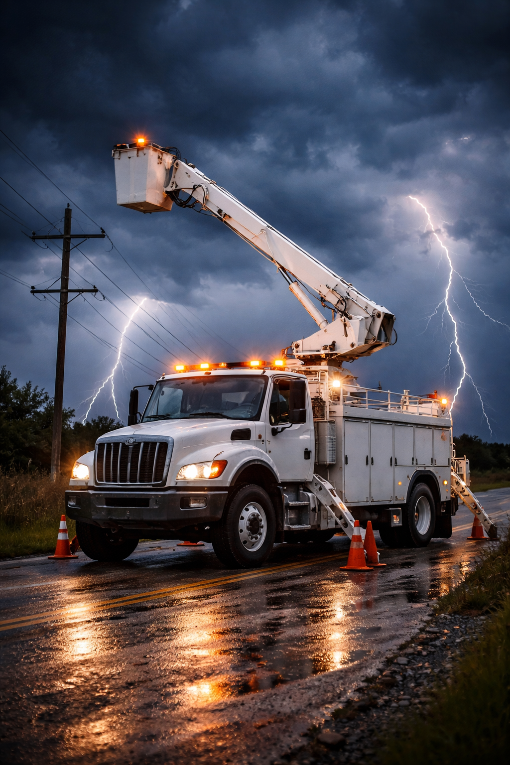 Bucket truck in operation