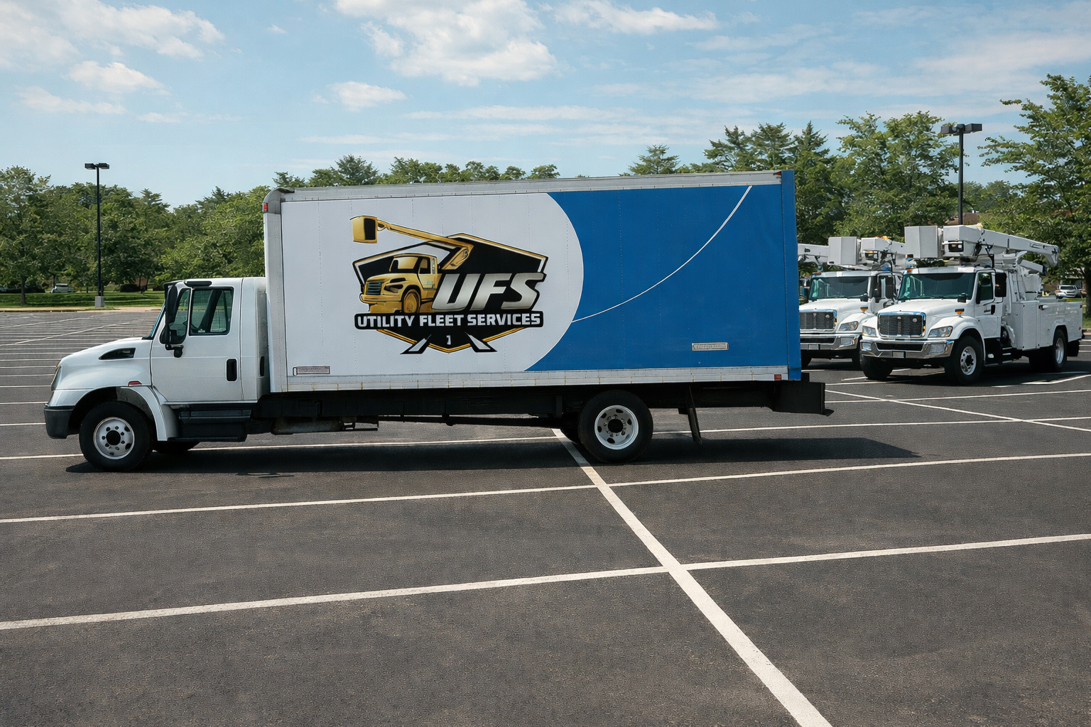 Bucket truck set up for aerial work